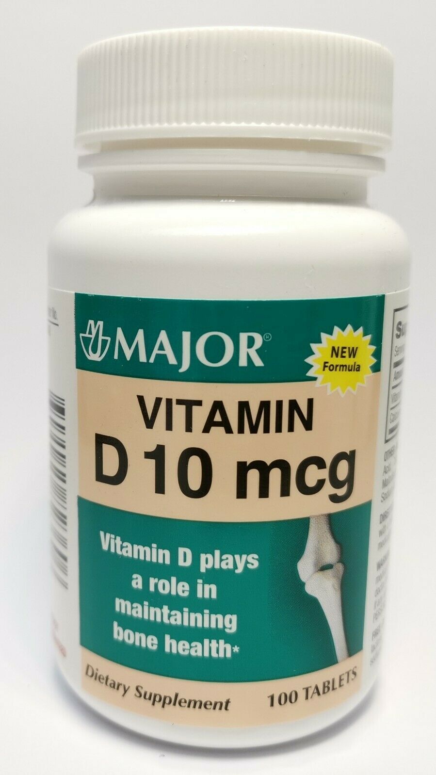 Major Vitamin D 400 IU Dietary Supplement Bone Health Support Tablets 100 ct