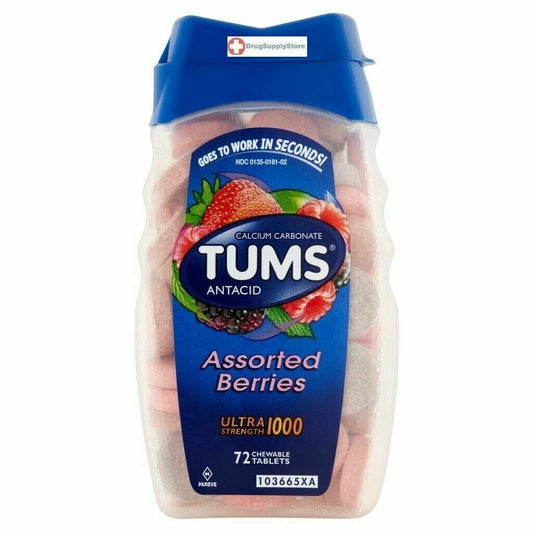 Tums Ultra Strength 1000 Antacid Assorted Berries 72 tablets  x 3 bottles