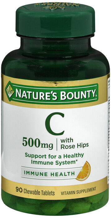 NATURES BOUNTY VITAMIN C 500MG ROSE HIPS CHEWABLE TABLET 90CT