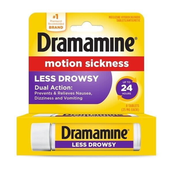 DRAMAMINE LESS DROWSY TABLET 8CT  x 3 vials