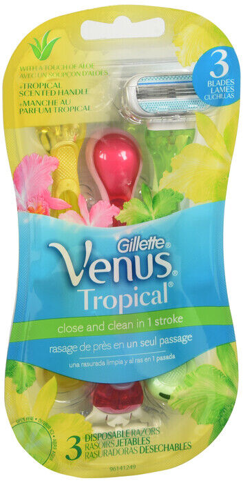 GILLETTE VENUS DISPOSABLE RAZOR TROPICAL 3 CT