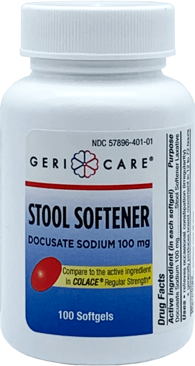 Geri-Care Stool Softener Docusate Sodium (100mg) - 100 Softgels 2 Pack