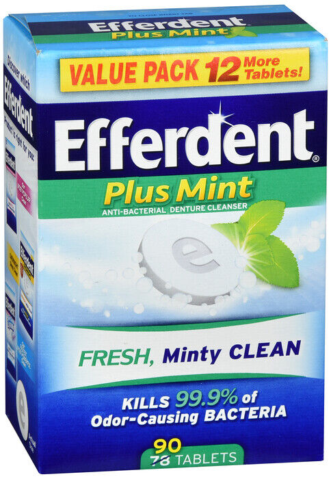 EFFERDENT PLUS MINT TABLET 90CT