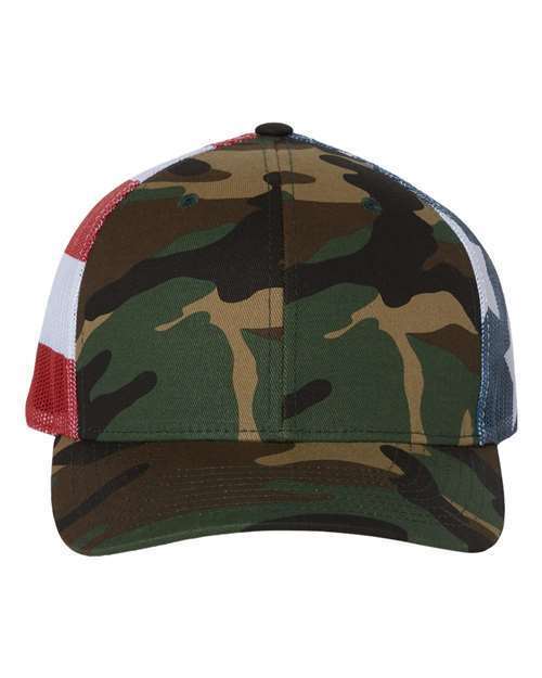 Richardson 112PM Printed Mesh Trucker Precurved Visor Ballcap Hat