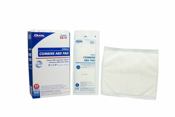 ABD  COMBINE PAD STERILE 8""X7.5"" 20CT   DUKAL