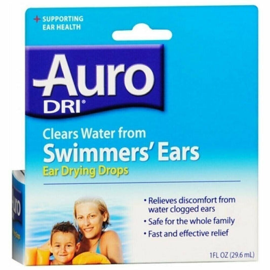 Auro Dri Swimmers' Ear Drying Drops Water Clogged Ear Fast Relief 1oz Pack of 2