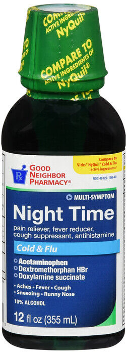 GNP NIGHT TIME ORIGINAL LIQ 12OZ    COMPARE TO NYQUIL