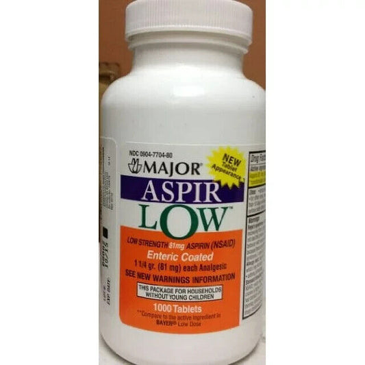 ASPIRIN 81 MG DR ENTERIC COATED TAB 1000   MAJOR