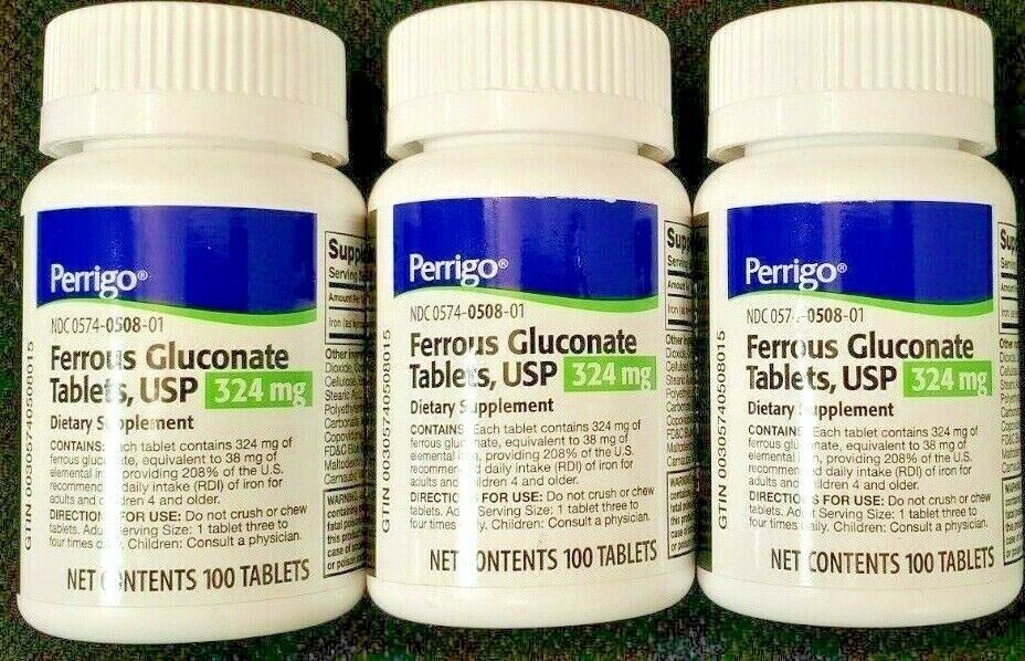 FERROUS GLUC 324 MG TAB 100   ferrous gluconate ORAL TABLET 324(38)MG