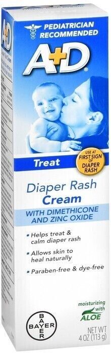 A+D Diaper Rash Cream with Dimethicone + Zinc Oxide 4oz