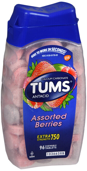 TUMS EXTRA TABLET BERRY 96CT   calcium carbonate ORAL TAB CHEW 300MG(750) 3-0766