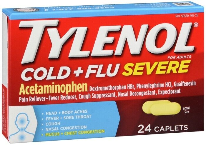 Tylenol Cold + Flu Severe Acetaminophen Caplets 24ct