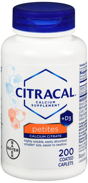 CITRACAL PETITES TABLET 200CT   calcium citrate/vitamin D3 ORAL TABLET 200MG-6.2