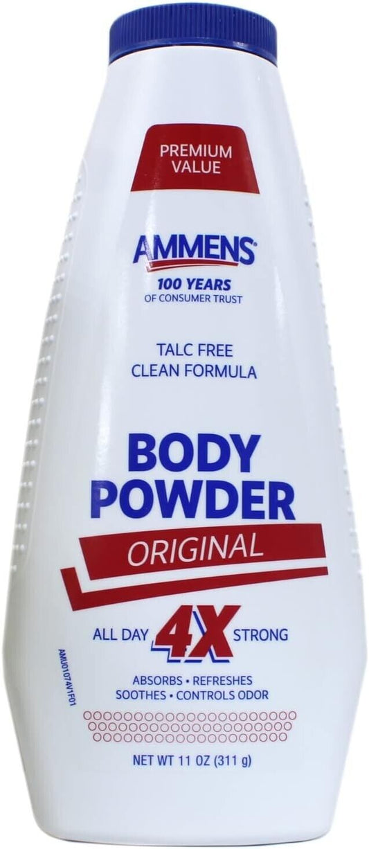 AMMENS ORIGINAL MEDICATED TALC FREE POWDER 11OZ X 2 BOTTLES