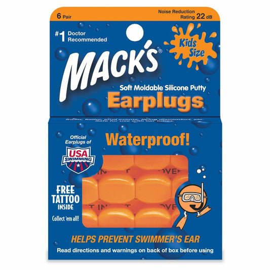 Mack's Pillow Soft Earplugs, Hot Orange, Kid Size  3 x 6