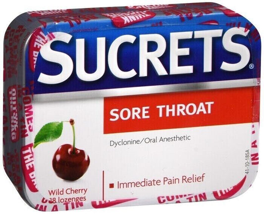 Sucrets Lozenges for Sore Throat Wild Cherry Flavor 18 ct