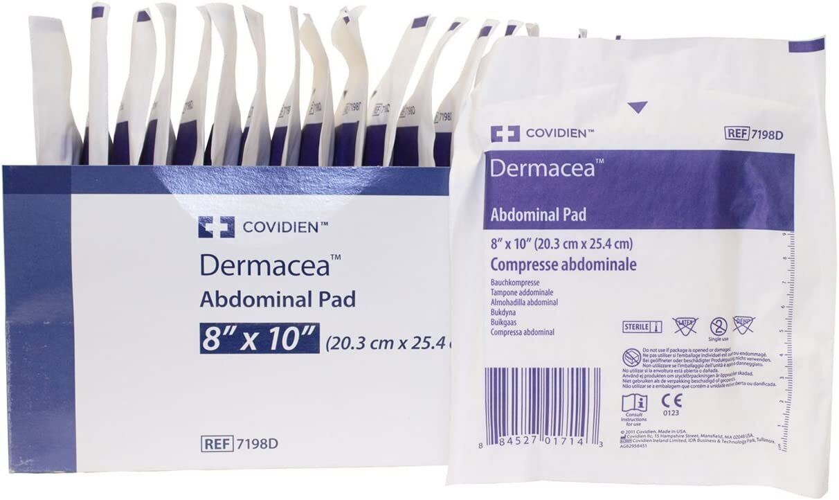 DERMACEA ABDOMINAL PAD 8X10    18 CT