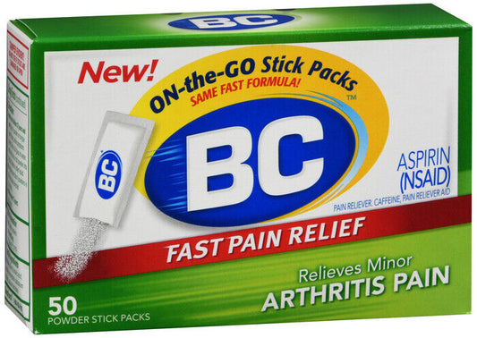 Bc Arthritis Fast Formula Pain Relief Aspirin On The Go Powder 50ct Pack of 3