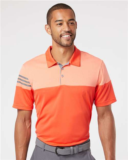 Adidas Heather 3-Stripes Block Polo Sport Shirt A213 S-3XL Golf