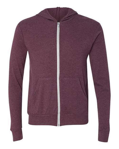 Bella  Canvas Unisex Triblend Full Zip Lightweight  Hoodie Sweatshirt  3939