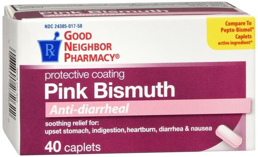 GNP Pink Bismuth Anti-Diarrheal 262mg Caplets 40ct bismuth subsalicylate ORAL