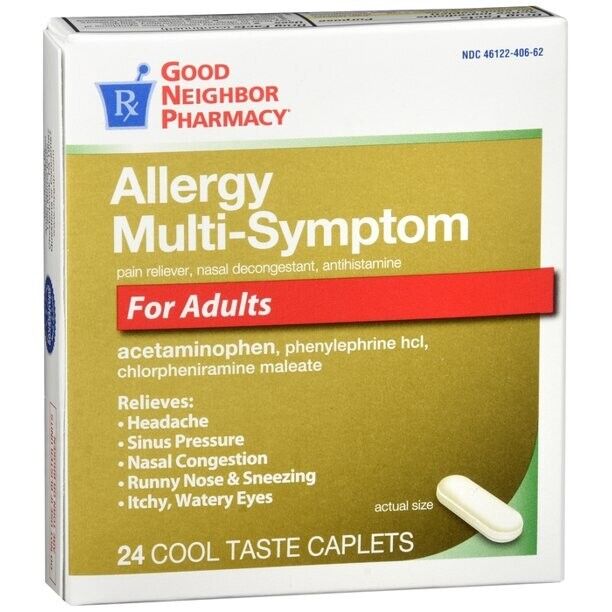 GNP ALLERGY MULTI-SYMPTOM COOL TASTE CAPLETS 24CT