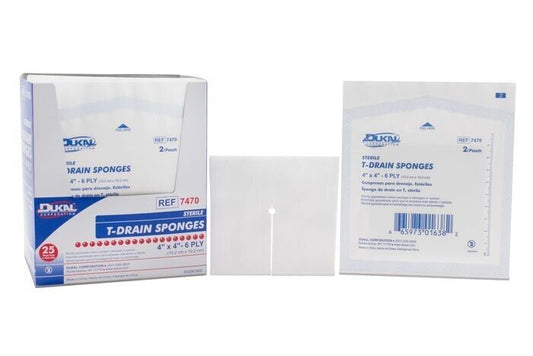 Dukal 6 Ply Gauze 4x4in T-DRAIN  Sponge 2x25ct