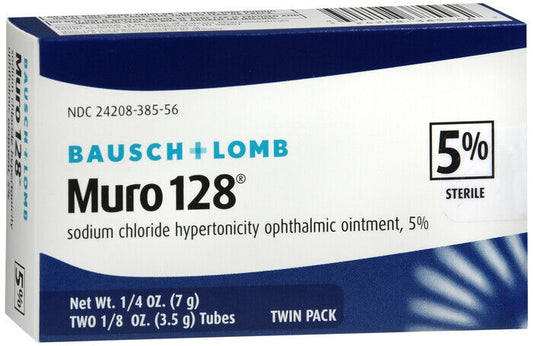 Bausch+Lomb Muro 128 Sodium Chloride  Opthalmic Oint 5% 1/8 oz x 2 tubes TWINPAK