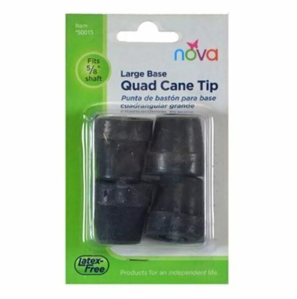 Nova Large Quad Base Cane Tips Model 50015 for 5/8" Shaft Black 4ct