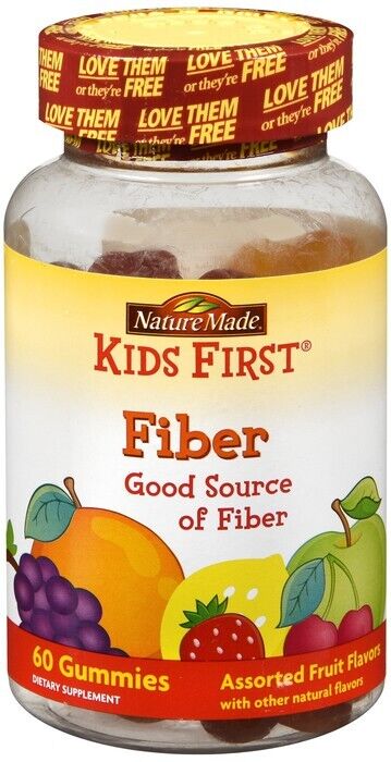 Nature Made Kids First Fiber Gummies Supplement Assorted Fruit Flavor 60 Count