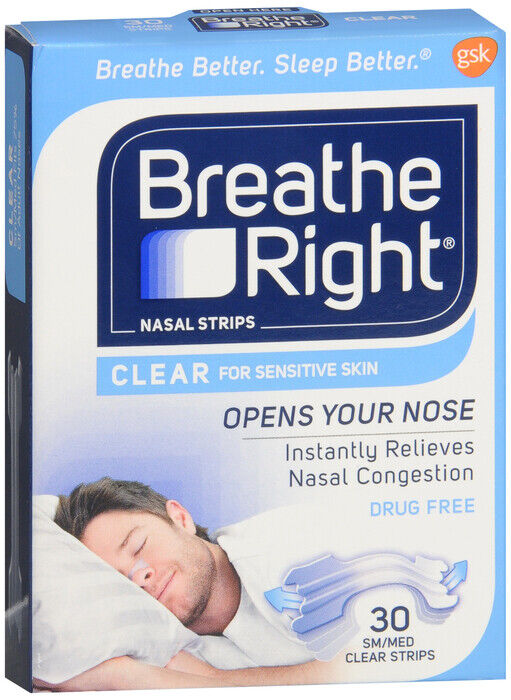 Breathe Right Clear Nasal Strips, Small/Medium 30 Count