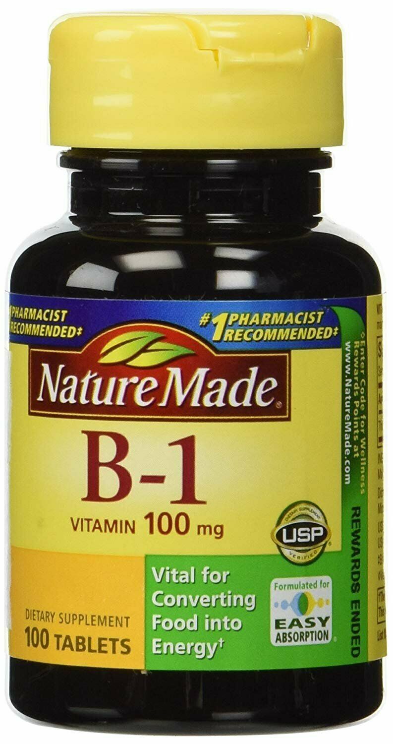 Nature Made Vitamin B1 100mg Dietary Supplement Energy Support 100 ct Pack of 2