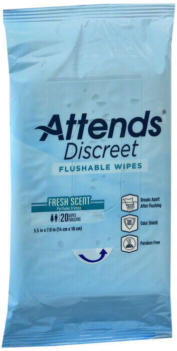 ATTENDS DISCREET WIPES 20CT