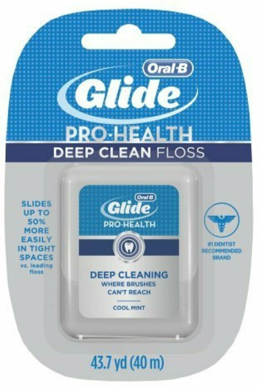 Oral B Glide Deep Clean Floss Pro Health Smooth 43.7 yd Cool Mint Flavor 1ct