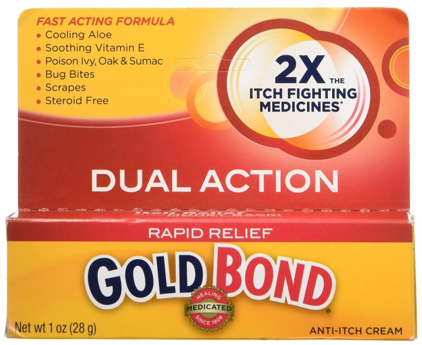 Gold Bond Rapid Relief Dual Action Anti-Itch Cream Fast Acting 1 Oz.