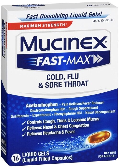 MUCINEX FAST MAX CLD/FLU/SR/THRT GCP 16CT