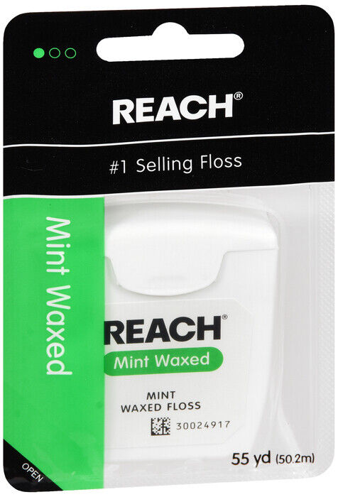 6 Pack Johnson & Johnson REACH Dental Floss Mint Waxed Floss 55 Yards Each