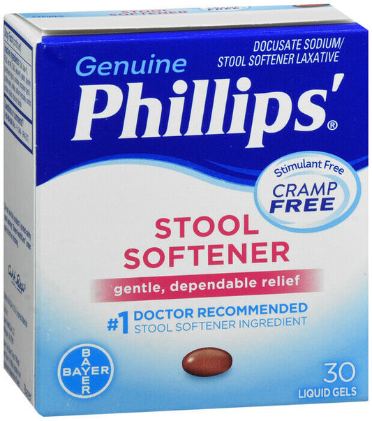 PHILLIPS STOOL SOFTENER LIQUID GEL 30CT    x 4  bottles