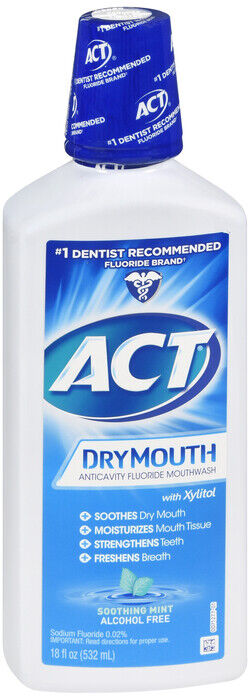 ACT Dry Mouth Fluoride Rinse MINT 18oz ( 2 pack )