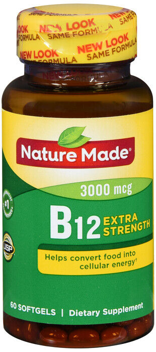 Nature Made Extra Strength Vitamin B12 3000 Mcg Dietary Supplement 60 Softgels