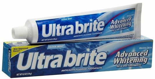 Ultrabrite Fluoride Toothpaste Anticavity Whitens Teeth Clean Mint 6 oz 12 Pack