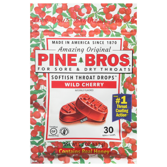 Pine Bros. Softish Throat Drops Value Pack, Wild Cherry 30 ea (Pack of 3)