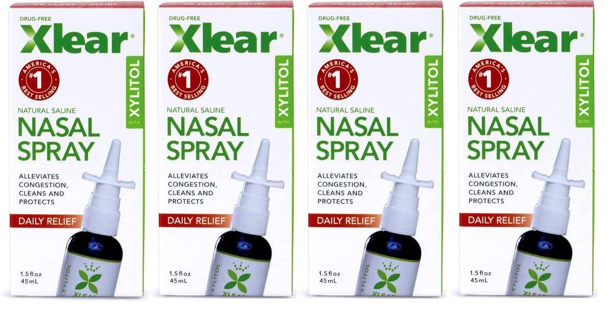 XLEAR Natural Saline Nasal Spray Fast Relief 1.5 oz 4 PACK