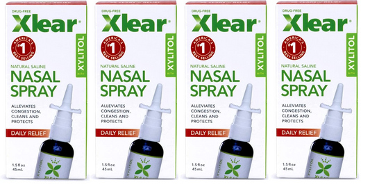 XLEAR Natural Saline Nasal Spray Fast Relief 1.5 oz 4 PACK