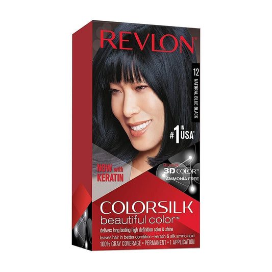 REVLON COLORSILK Beautiful Color Permanent Hair Dye #12 Natural Blue Black