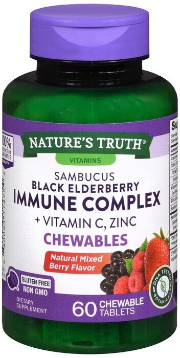 ELDERBERRY IMMUNE COMPLEX+VIT C CHEW 60CT NATURES TRUTH