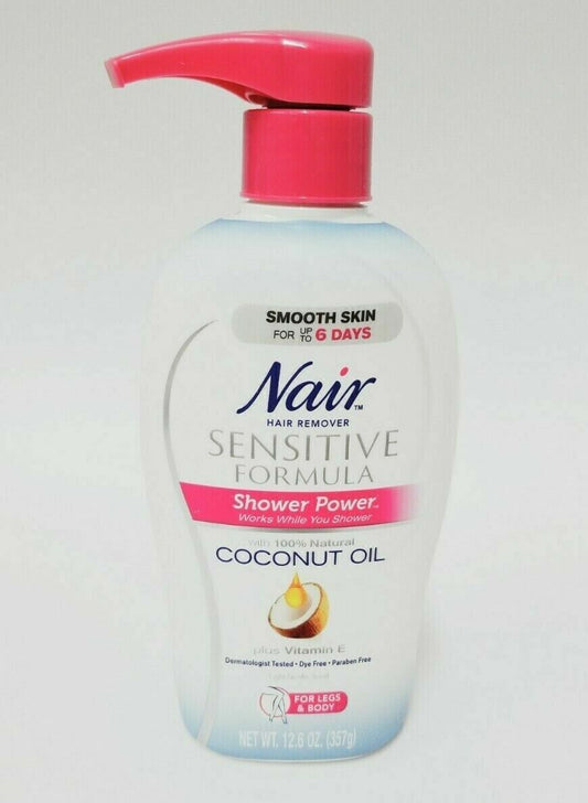 Nair Sensitive Formula Shower Power Hair Remover Coconut Oil & Vitamin E 12.6oz