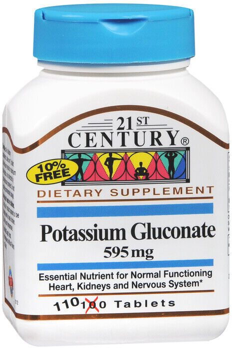 21st Century Potassium Gluconate 595mg Tablets 110ct - 3 Pack