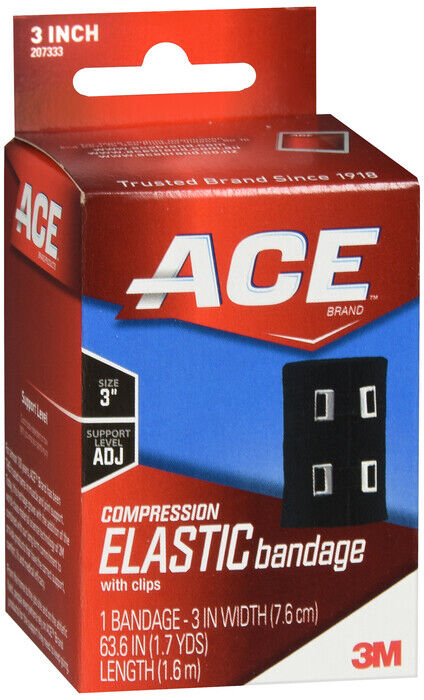 3M Ace Compression Elastic Bandage Adjustable Support 3 Inch Black Color 1 ct