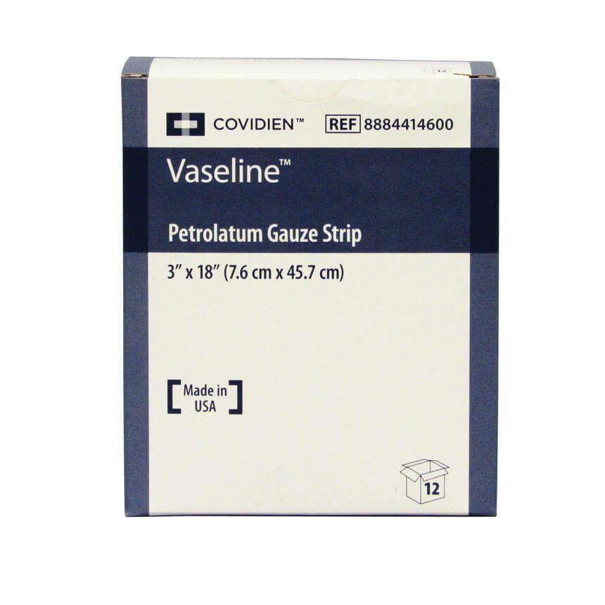 VASELINE GAUZE STRIP 3X18 GAUZE 12 CT